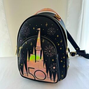NWOT Walt Disney World 50th Anniversary Grand Finale Loungefly Mini Backpack